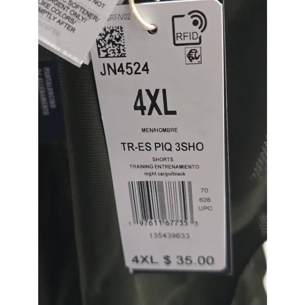Adidas Essential Training 3 Stripe Woven Short Night Cargo Green Men's 4XL NWT